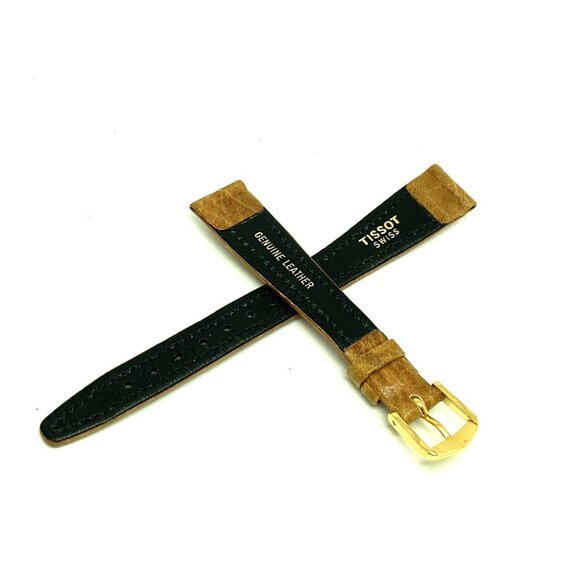 Tissot Women's Watch Swiss Replacement Band Brown Leather 14mm Lug Strap Buckle - Picture 2 of 7